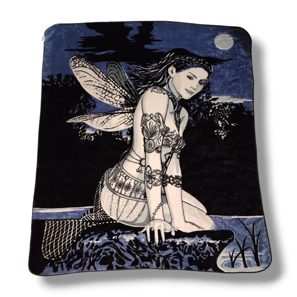 Fairycore Blue Fairy Blanket Acrylic Polyester Fantasy Dark Romance Romantasy - Picture 1 of 9